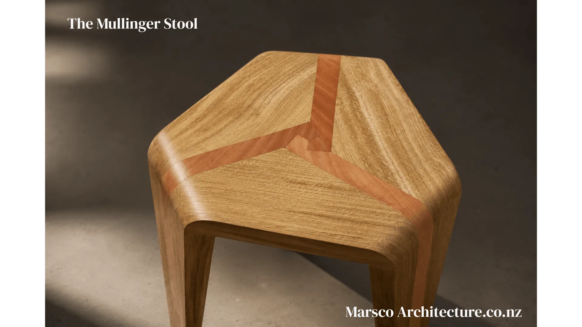Handcrafted timber stool design New Zealand, Marsco Architecture