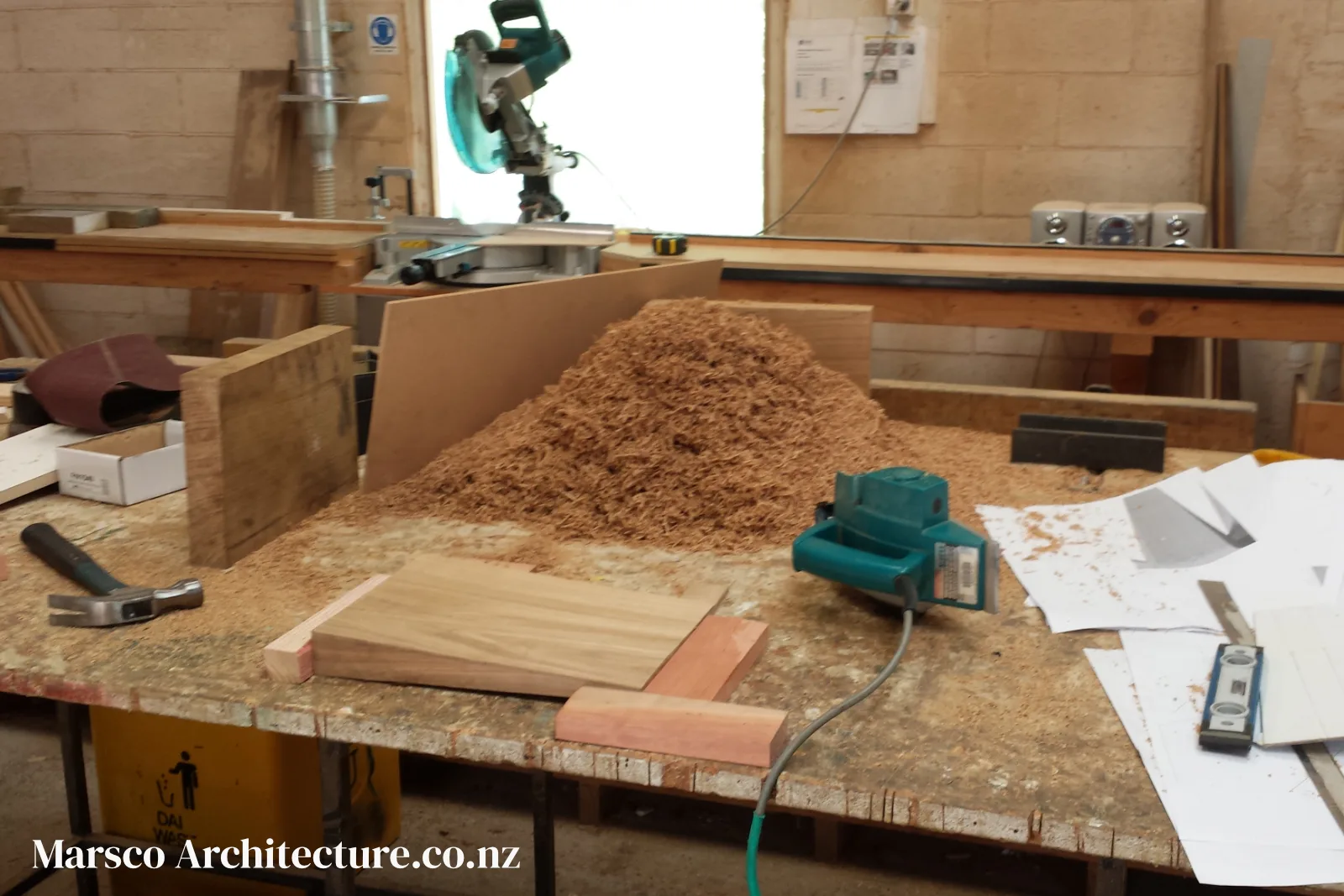 Handcrafted timber stool design tapered leg construction New Zealand, Marsco Architecture
