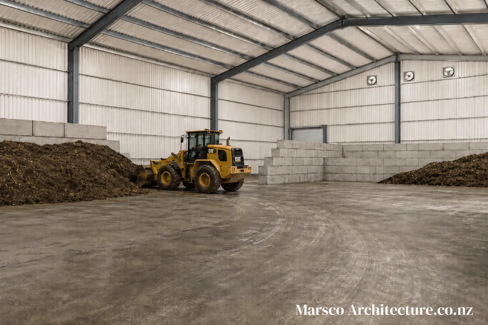 Industrial waste industry facility interior loader loading zone North Island, Marsco Architecture